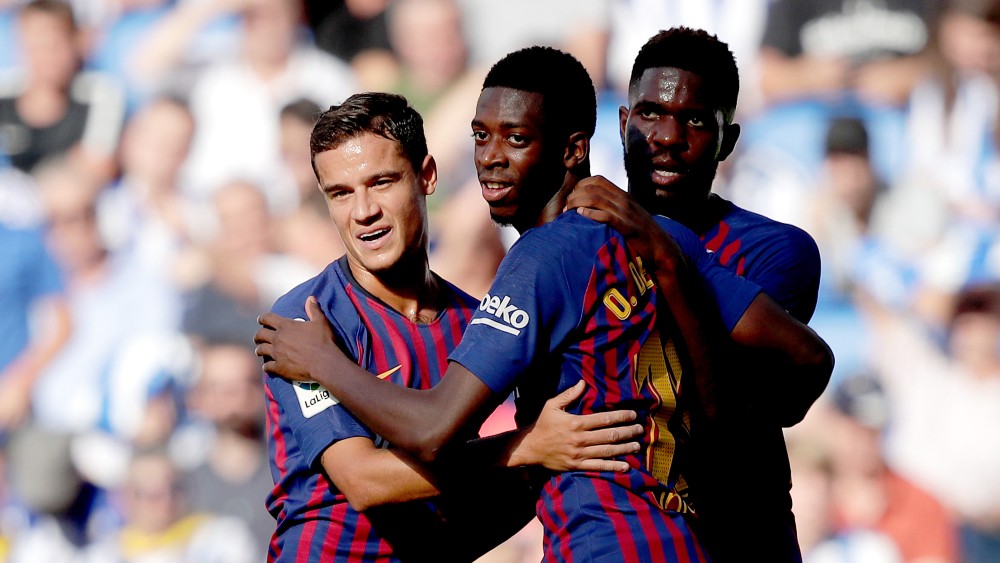 Coutinho, Dembele, Umtiti (©Gallo Images)